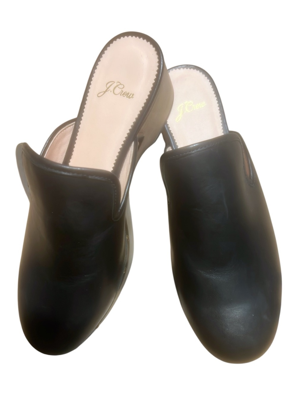 J. Crew Black Leather Slip-On Mules with Padded Insole